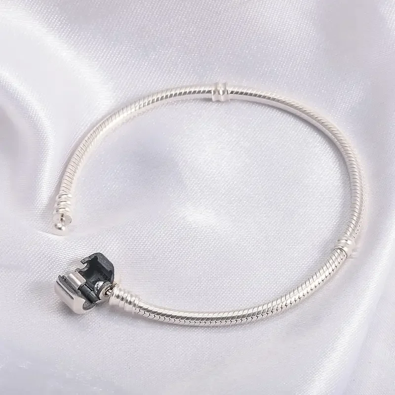 Handmade Original Fine Jewelry 925 Sterling Silver Charm Bracelet Soft Smooth Snake Bone Bracelets for Women