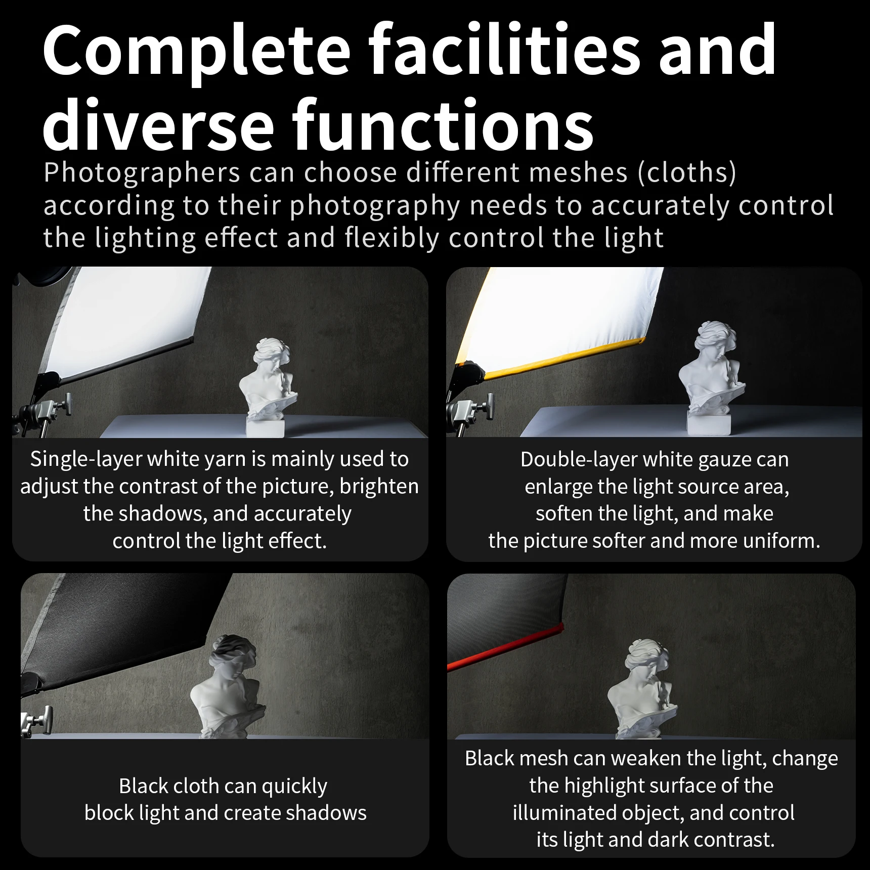 Selens New Video Studio Stainless Steel Flag Panel Reflector Diffuser Photography Photo Studio Kits Flag Panel Scrim Flag Kit