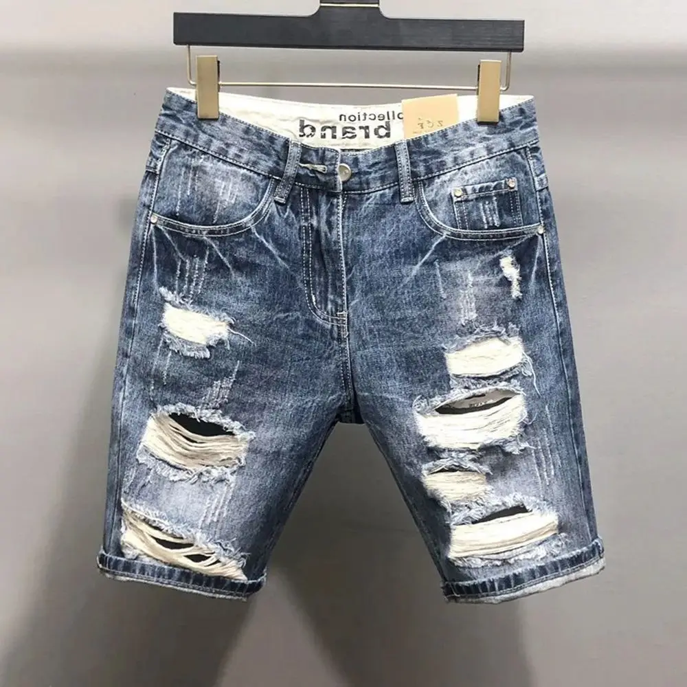 Retro Washed Old Slim Fit Denim Shorts for Men Summer 2025 New Arrival Classic Style Three-acetate Fiber Material Shorts