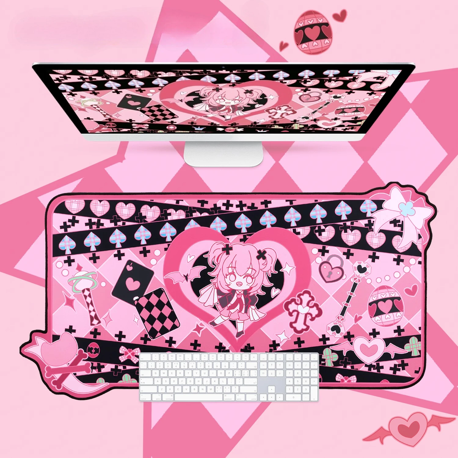 

SweetHeart Computer Gaming Mouse Pad - Cute Sweet & Toug Non-Slip Desk Mat for Keyboard & Mouse (760x390mm)