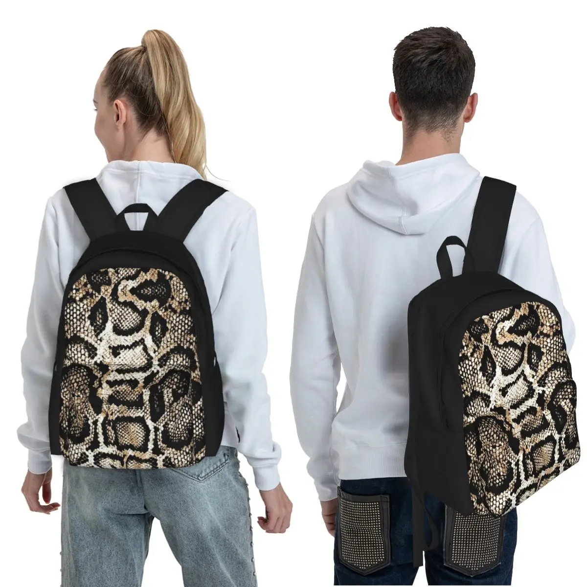 Snake Skin Student Backpack School Bag Hiking Travel Daypack for Boys Girls Fashion Bookbag Shoulder Bags