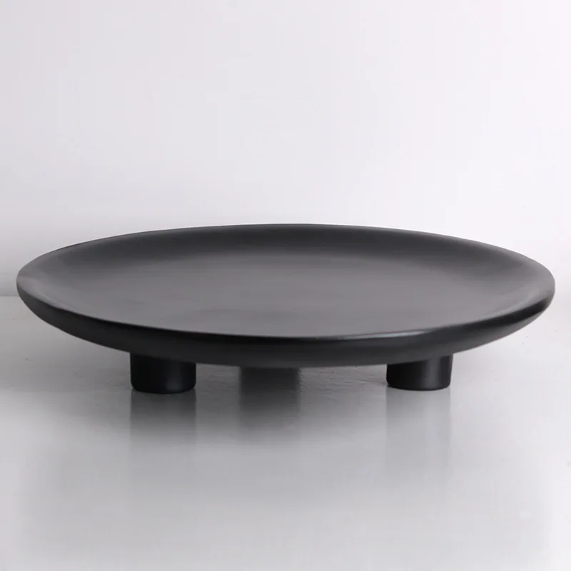 Modern simple wabi-**** wind tripod tray storage tray fruit plate hotel villa living room model room ornament clearance