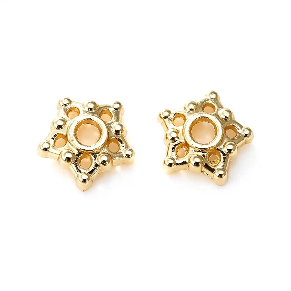 18K Goldfarbene Messing-Blumenperlenkappen Hochwertige DIY-Schmuckherstellungszubehör Halsketten- und Ohrring-Accessoires für Frauen – Detail 2