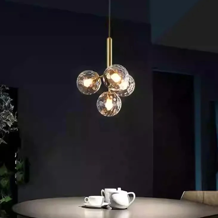 Nordic Style Minimalist Bedside Pendant Light Postmodern Creative Glass Sphere LED Restaurant Bedroom Light Indoor Fixture