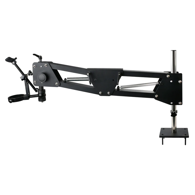 Imagem -02 - Microscópio Ajustável Titular Cabeça Braço Primavera Trinocular Suporte Binocular Detecção de Jóias Estéreo Microscopio Stand 76 mm
