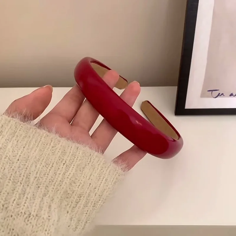 Vintage PU couro Headband para mulheres, cabelo vermelho bandas, cabelo acessórios para meninas, Headwear