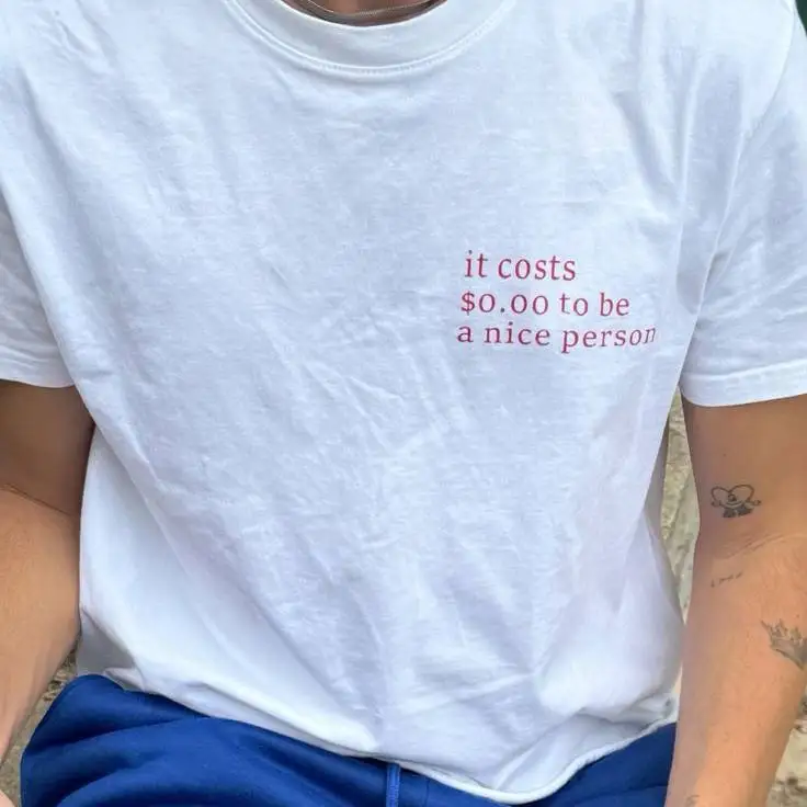 

Summer New Style Short-sleeved White Basic Style Laid-back Simple Letter Design Men's and Women's Pure Cotton T-shirt