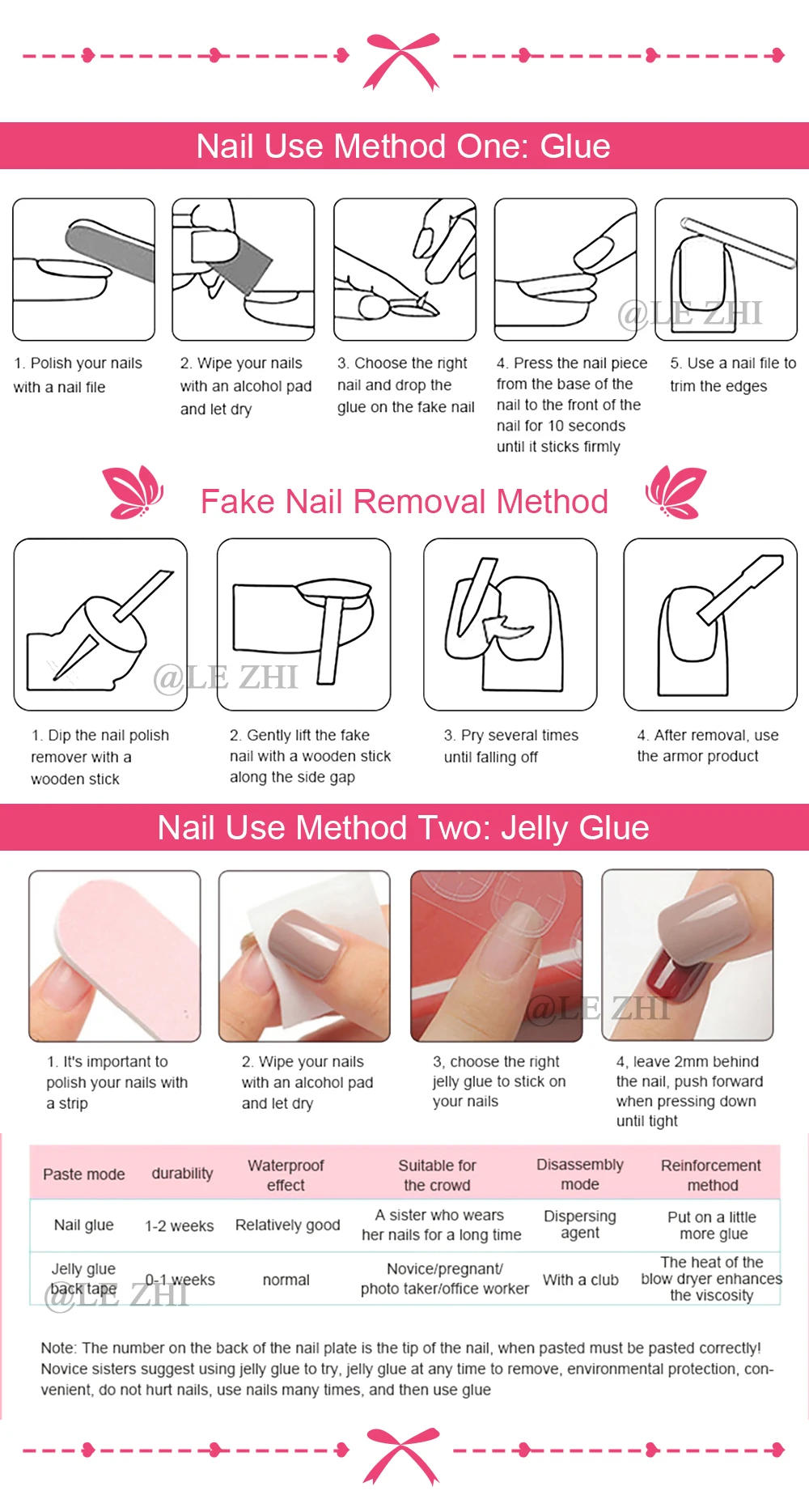 Cartoon 3D Bärenschwester mit Flügeln Press-On-Nägel Nude Farbe Rosa Weiße Streifen DIY Handgemachte Maniküre Party Nagelsticker – Detail 8