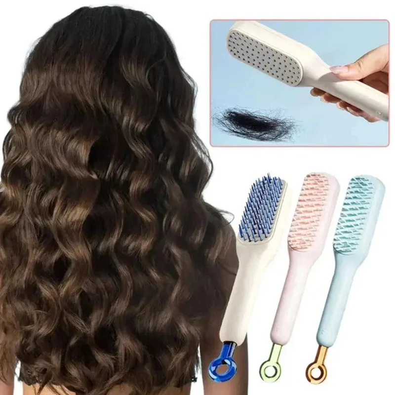 Anti Static Self-cleaning Hairbrush Massage Brush Retractable Rotating Air Cushion Comb Safety Airbag Scalp Massage Care Brush