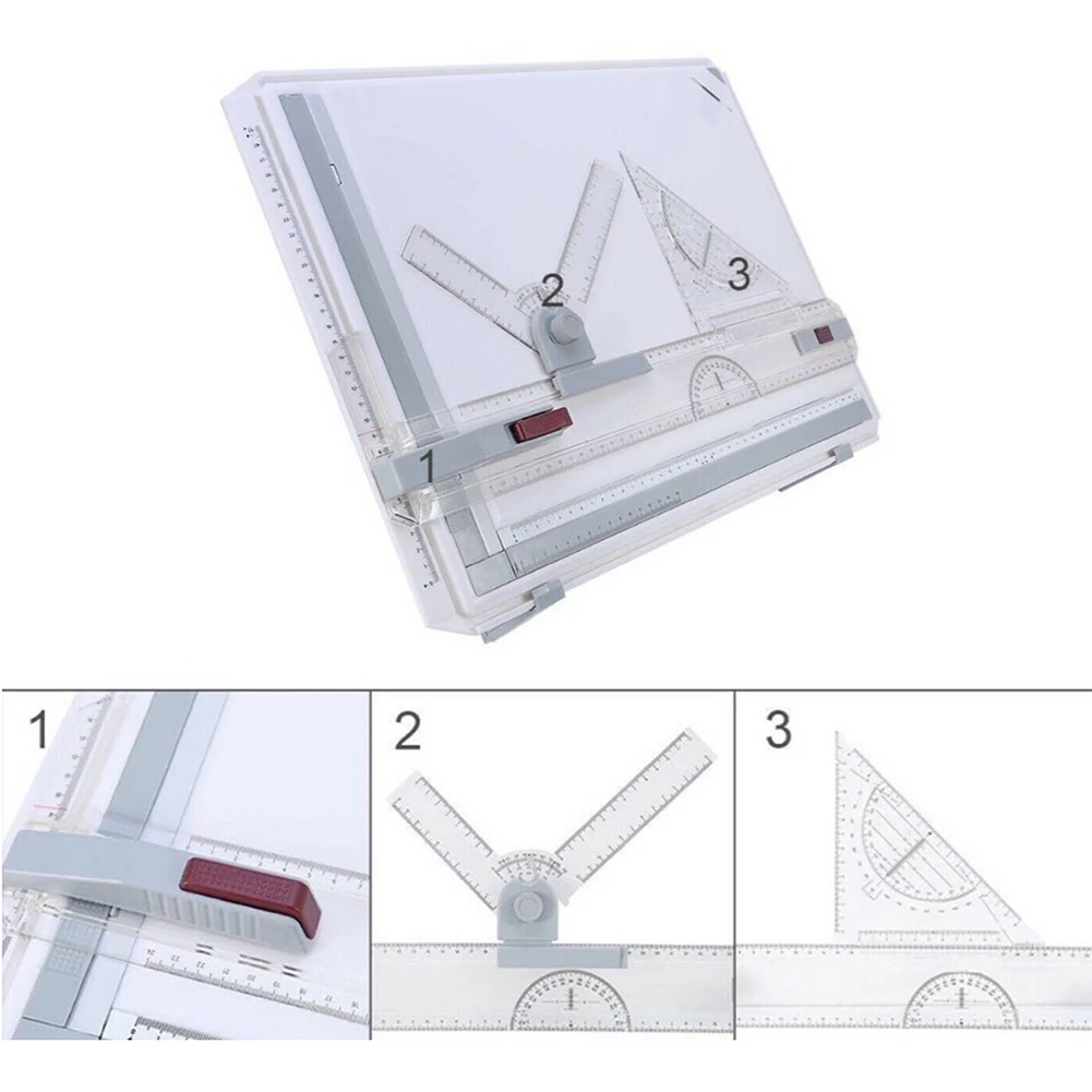 Plastic Material and ABS Plastic Type A3 Drawing Board Table with Clear Ruler Parallel Motion and Adjustable Angle