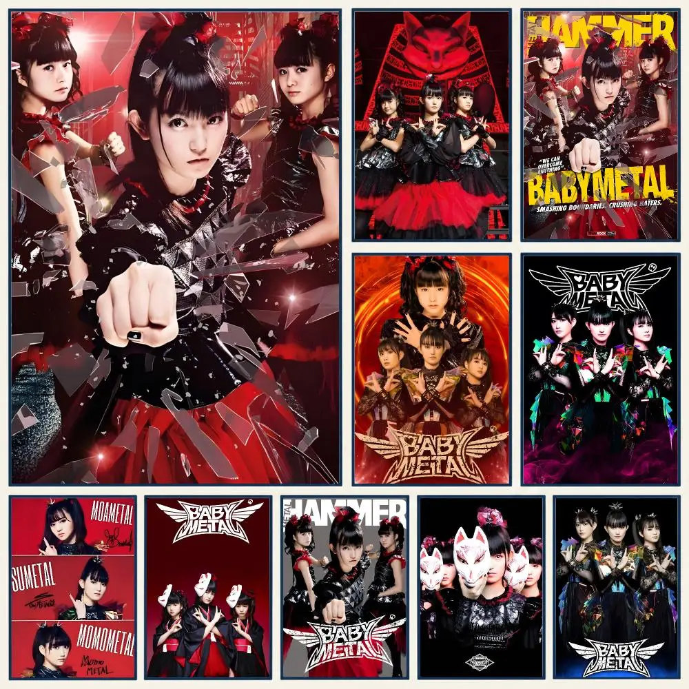 Bold Modern Energetic Heavy Metal Band B-Babymetal Poster Frameless PP Self Adhesive Aesthetic Room Gift Decor