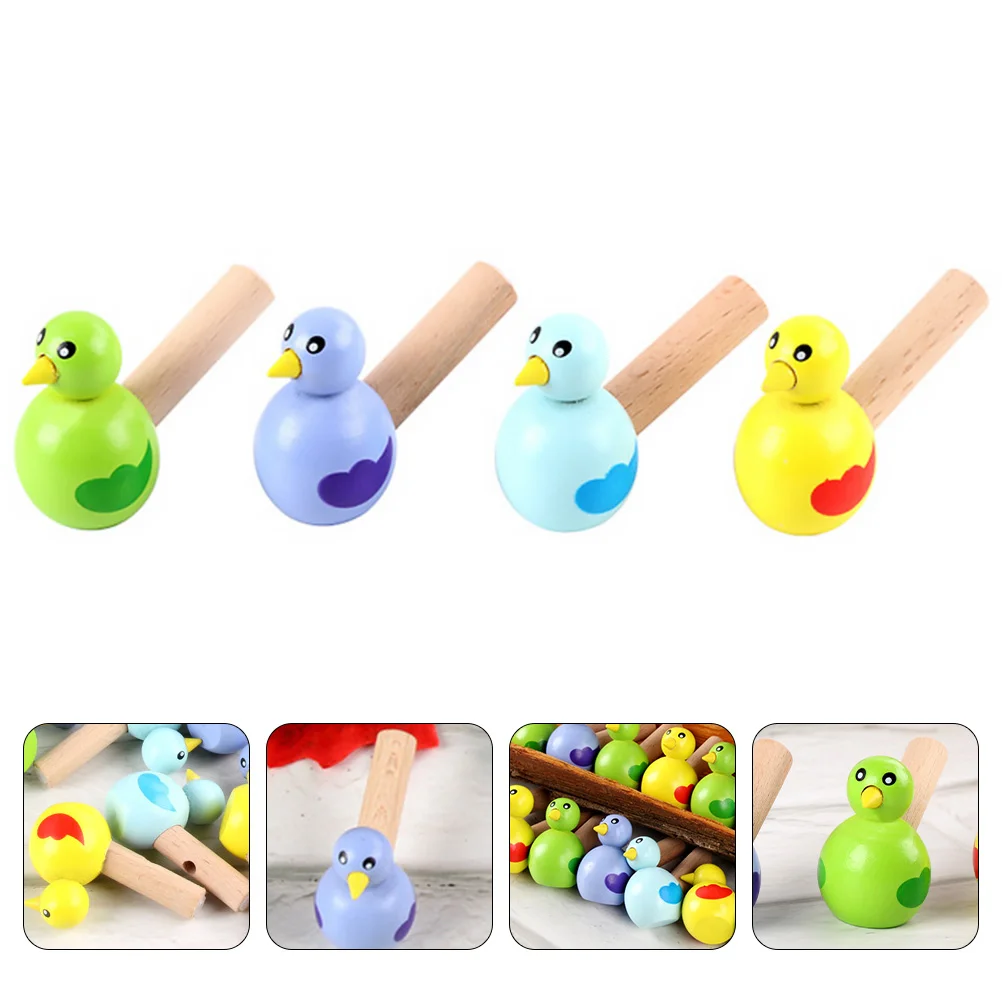 4 Pcs Bird Whistle Cartoon Toy Infant Toys Animal Mini Plaything Wooden Colorful Girl for Kids