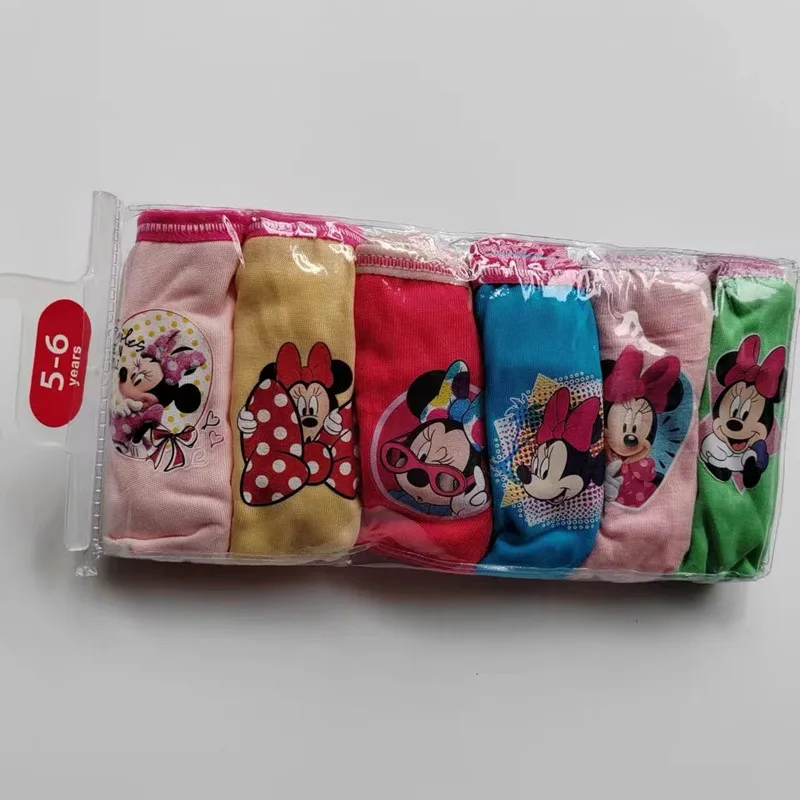 

6pcs Disney Anime Mickey Mouse Underwear Kawaii Girl Frozen Elsa Triangle Cotton Underwear Cartoon Children Gifts