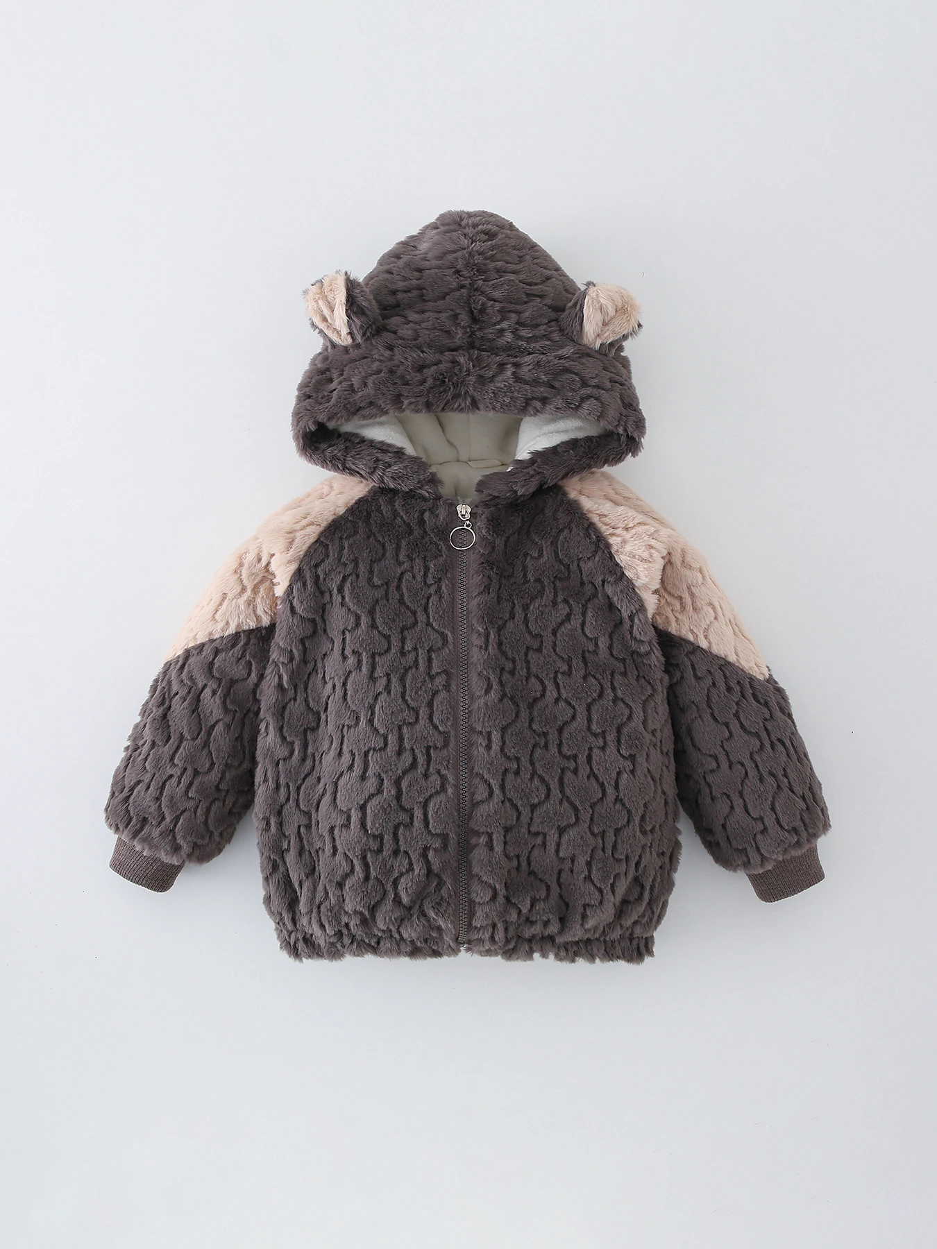 1 2 3 4 5 6 Years Winter Girls Jacket Bear Ears Keep Warm Fashion Little Princess Plush Coat Hooded Zipper New Baby Outerwear