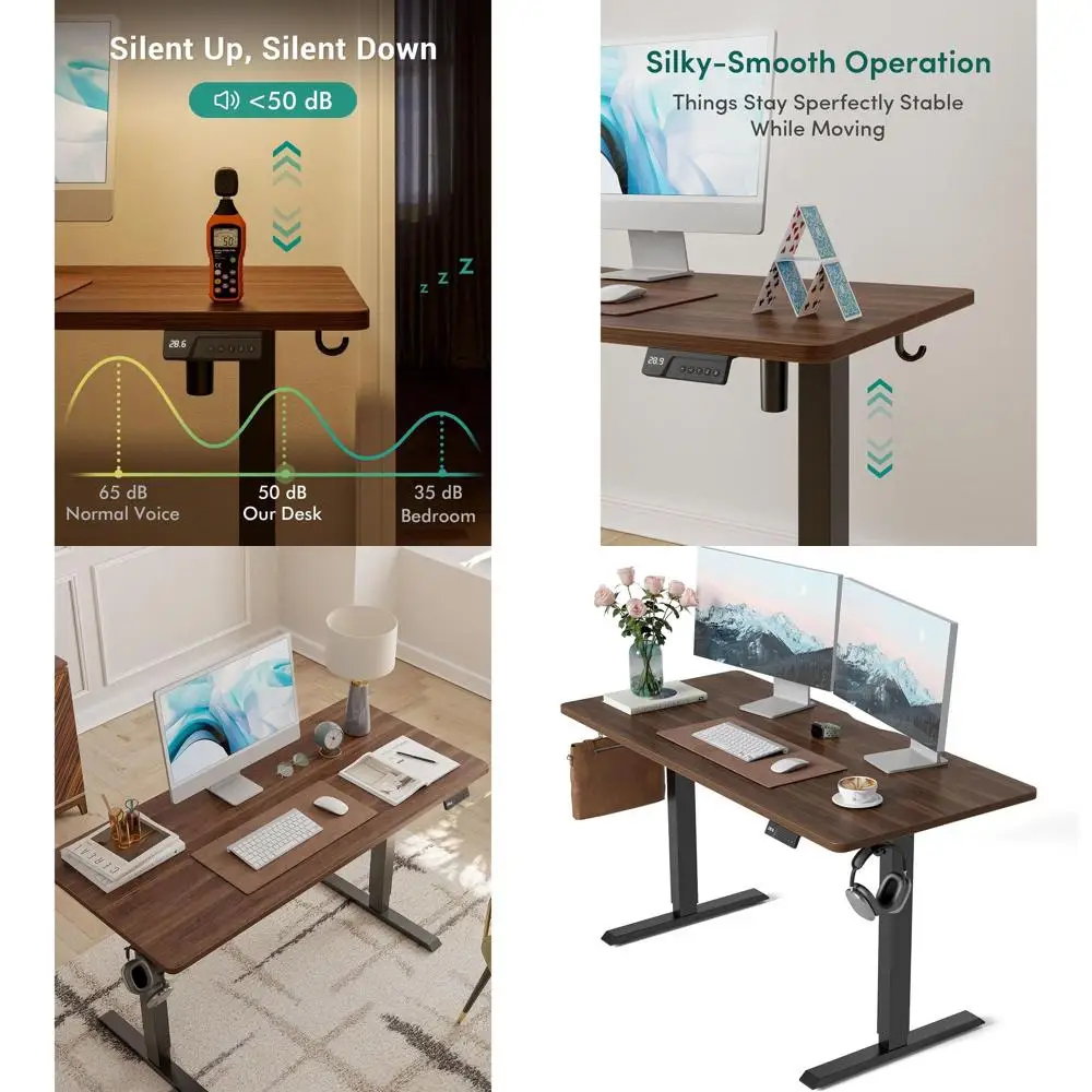 

Height-Adjustable 55x24 Electric Standing Desk, Ergonomic Sit-Stand Workstation, Black Walnut Finish