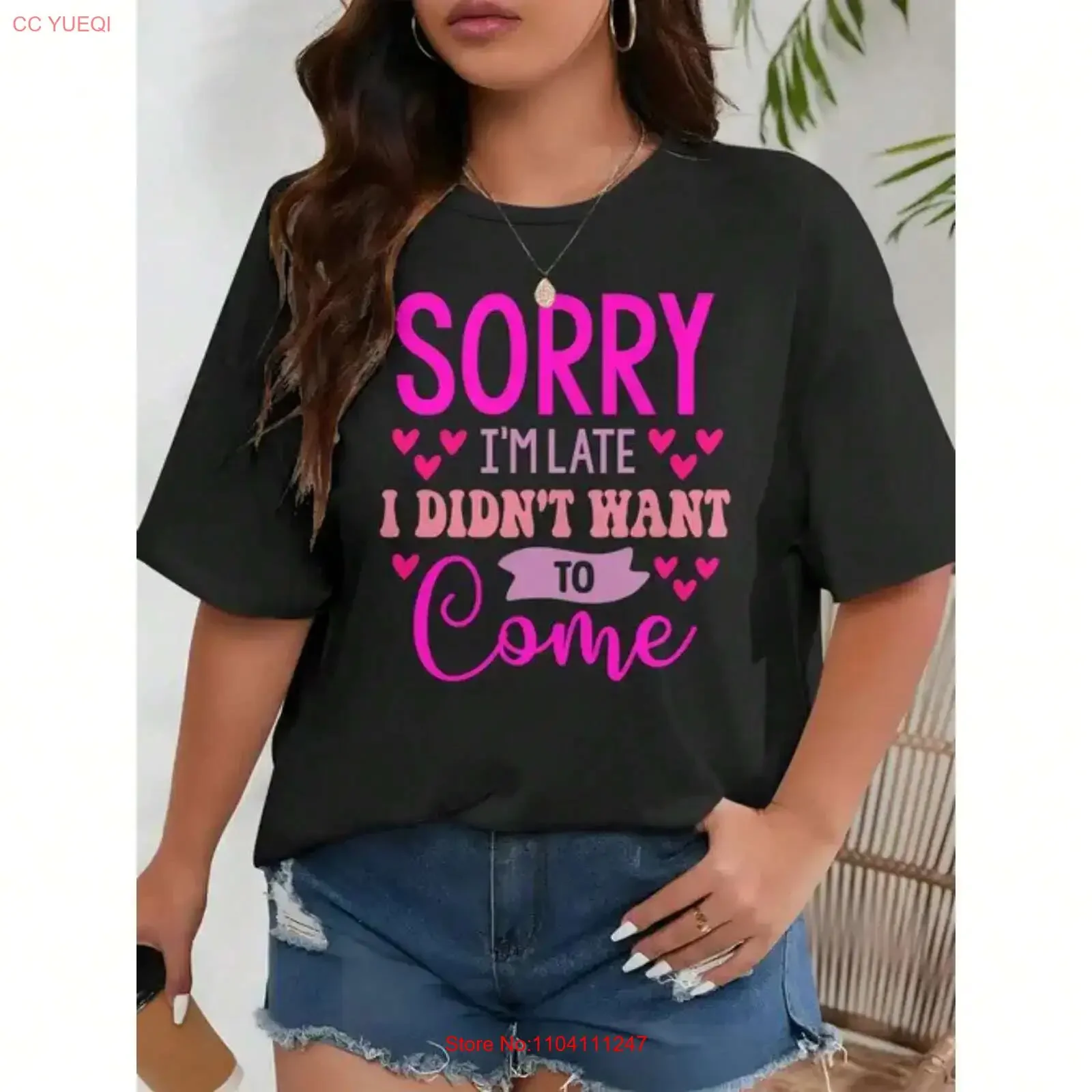 Ladies' Pink Heart shaped T shirt Loose Round Neck d vintage Washed Slightly Soft designer clothes Versatile streetwear Unisex