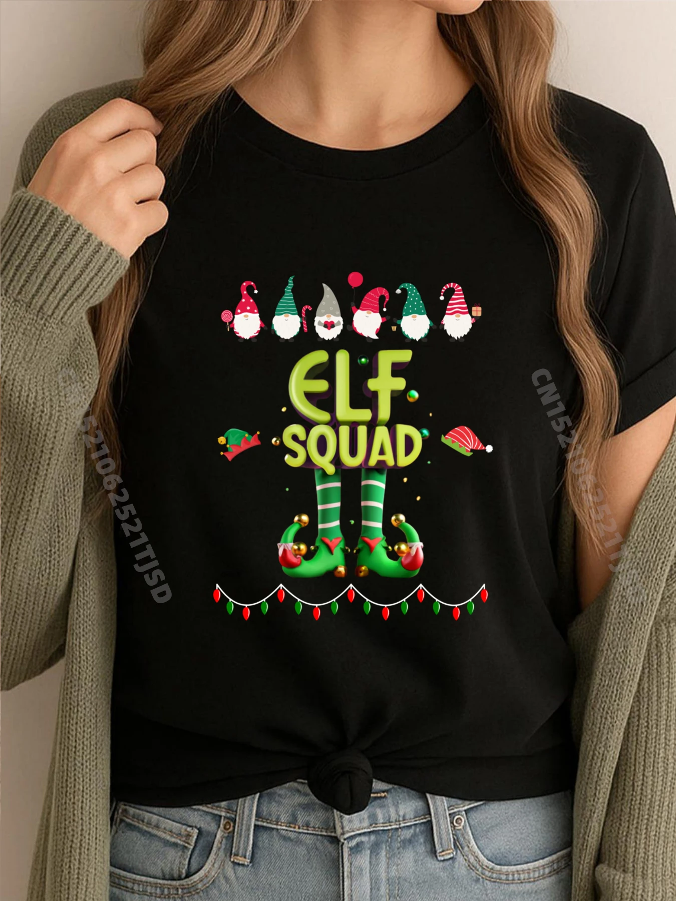 

Elf Family Christmas Matching Pajamas Xmas Elf Squad Graphic T Shirts Woman Mens Gifts Camisa