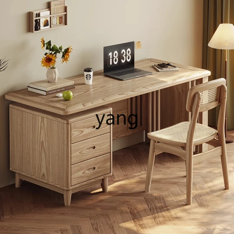 

CXZ Solid Wood Desk Simple Modern Desktop Office Computer Desk Home Bedroom Log Wind