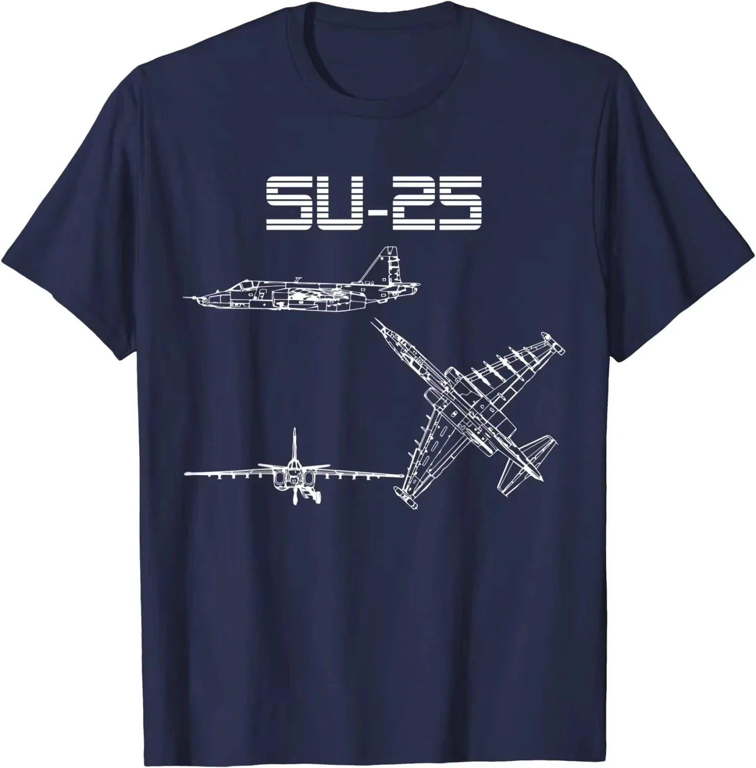 2026 New Su-25 Soviet Plane Warbird Blueprint Schematics Diagram T-Shirt Short Sleeve Casual Summer Boys T-Sh