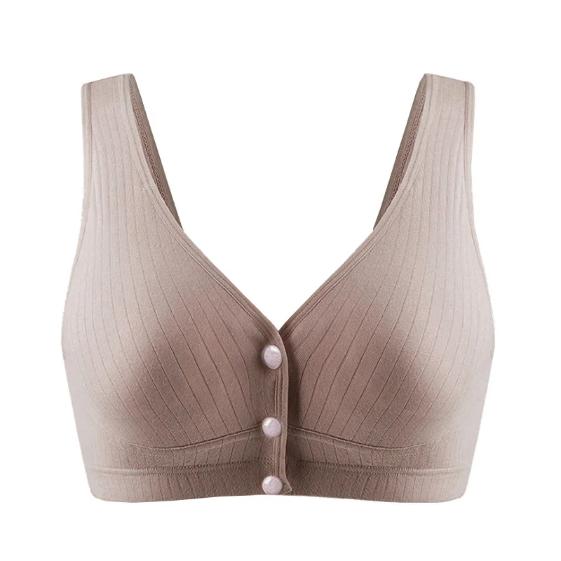 Cotton Nursing Bra Maternity Thin Section Undershirt Breastfeeding Underwear Without Steel Ring Front Open Buckle Breathable Pos