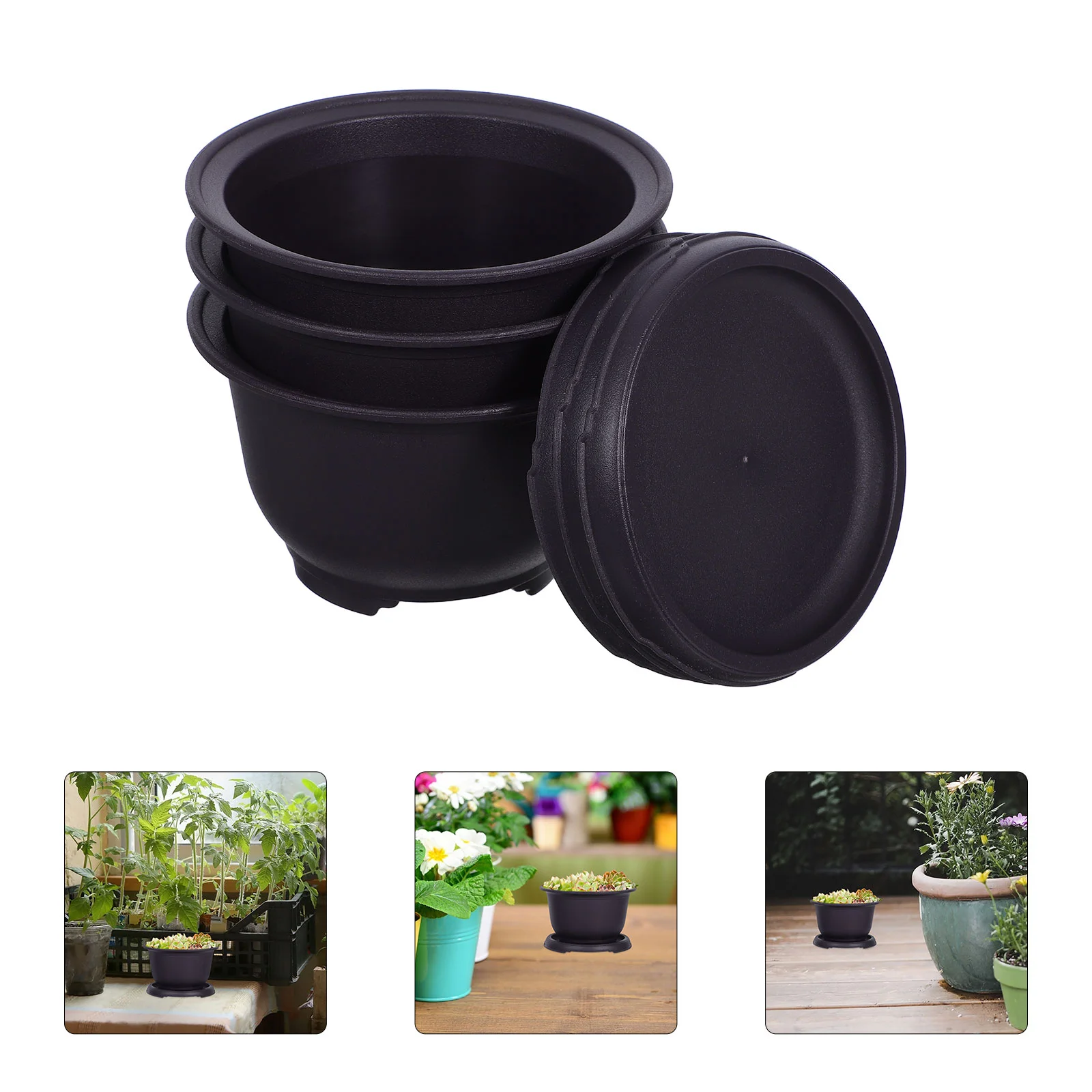 

3 Sets Flowerpot Bowls Cactus Bonsai Toy Beautiful Containers with Lids Planter Decorative Indoor