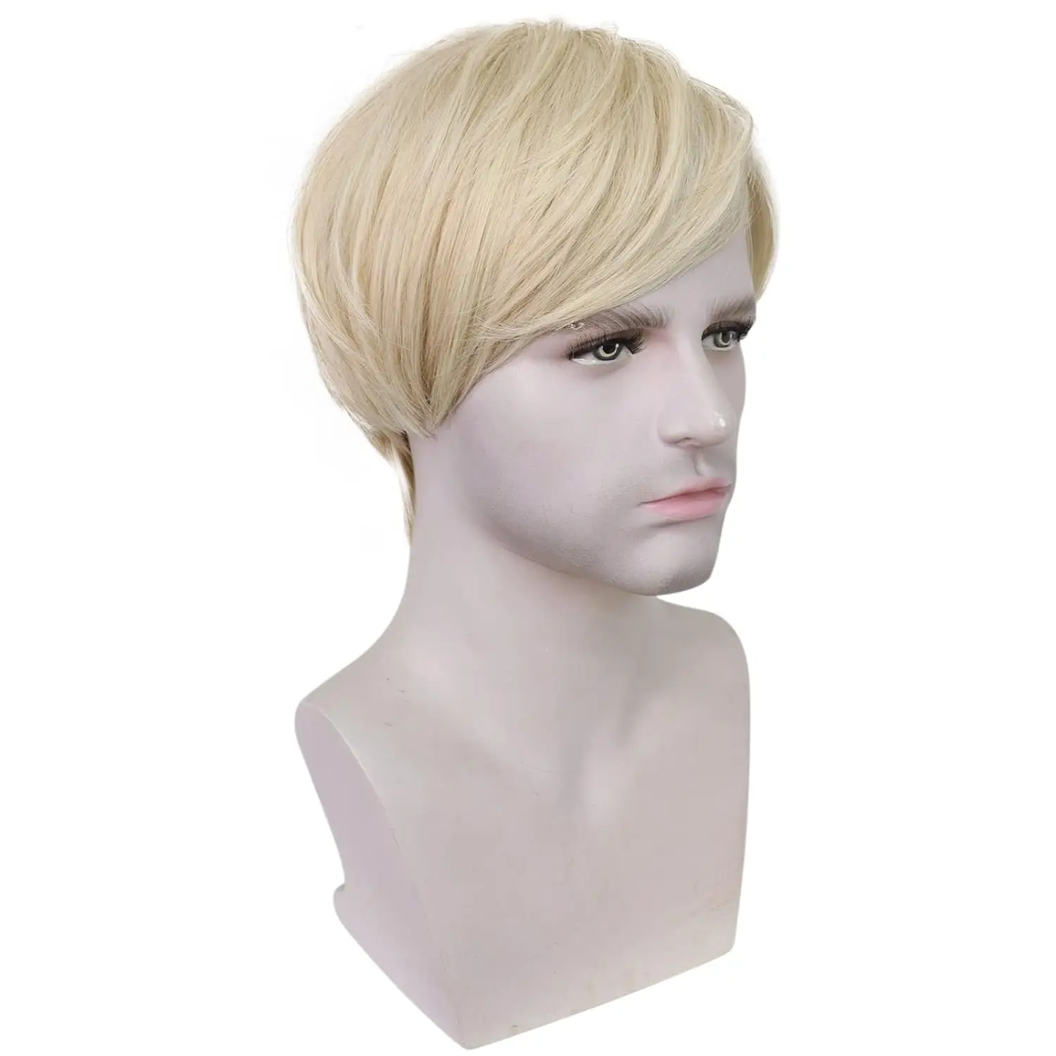 شعر مستعار أشقر للرجال ، شعر مستعار قصير مستقيم ، شعر مستعار ذكور متعدد الطبقات ، مقاوم للحرارة ، استبدال الشعر الاصطناعي