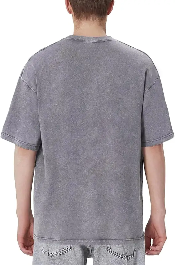 تي شيرت Fun Christmas 230 جرام من القطن الثقيل المغسول كبير الحجم للرجال برسومات مضحكة تي شيرت كاجوال كلاسيكي