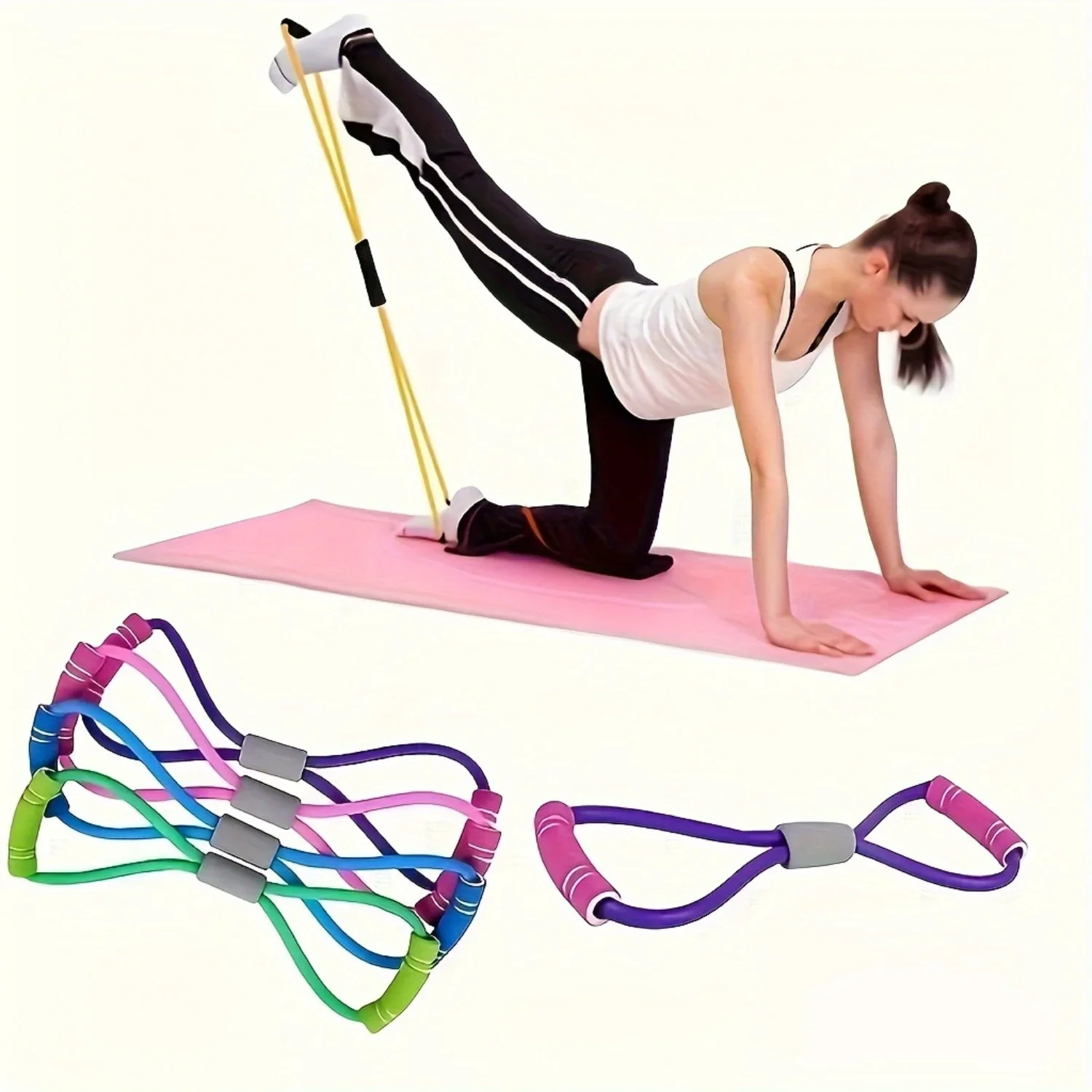 3pcs 8-shaped elastic belt suitable for beginners to stretch their abdomen, waist, arms and legs, yoga, Pilates fitness training