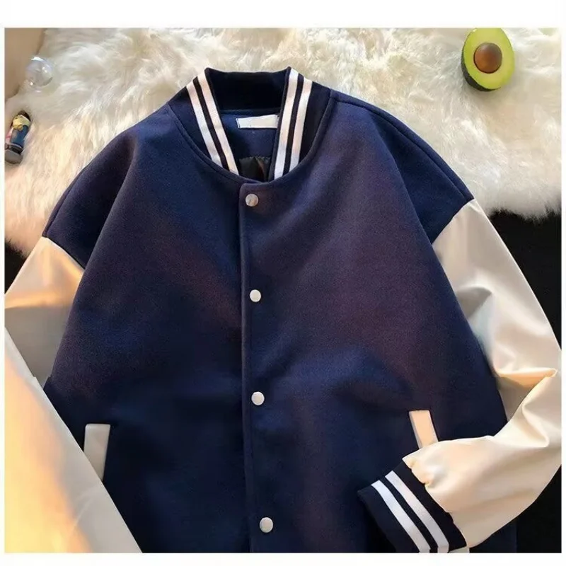 

Retro men's baseball jacket, stand up collar cardigan, middle and high school jacket, spring and autumn women's clothing