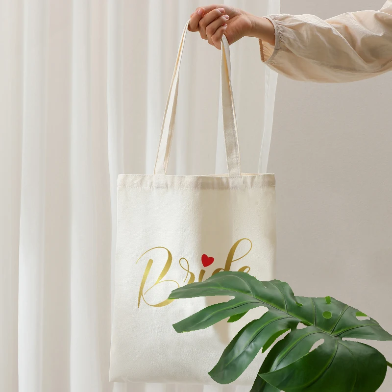 فريق العروس نمط حمل الحقائب قماش حقيبة كتف قابلة للطي للسفر اليومية تخفيف المرأة قابلة لإعادة الاستخدام حقيبة تسوق كبيرة للشاطئ