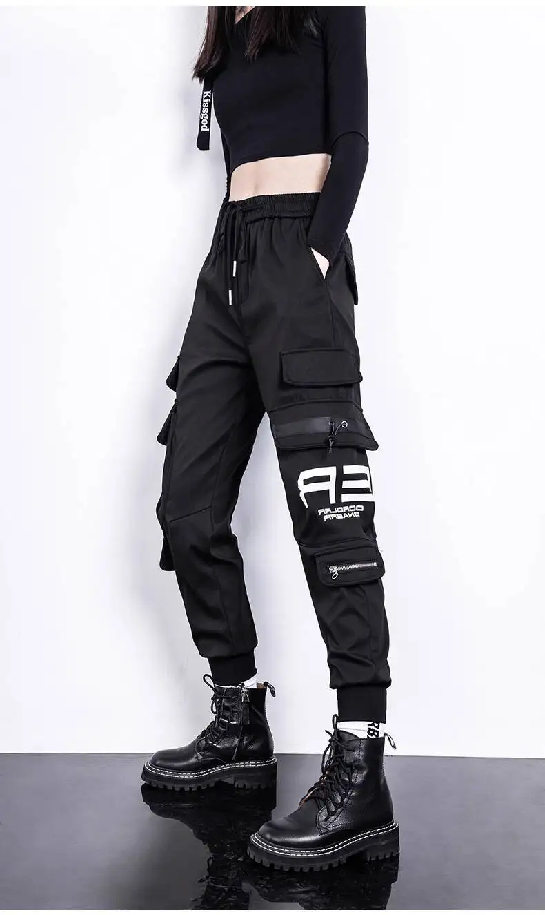 HKSH Women Tide Cargo Pants Casual Loose Trend American Pockets Safari Style Overalls High Street Foot Binding Hiking Ins HK3902
