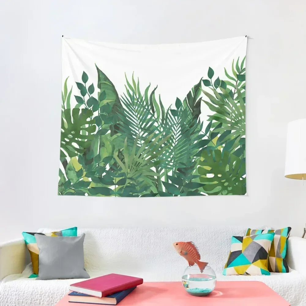 

Tropical, Palm, Hawaii Prints, Green and White Tapestry Anime Decor Room Decor Home And Comfort Decor Tapestry