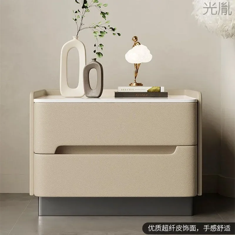 

S Light Minimalist Ins Wind Free Installation New Solid Wood Modern Simple Bedside Table Cream Wind Light Luxury High-end Bedsid