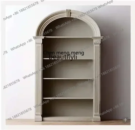 

182Q Solid wood oak French round display American retro bookcase storage