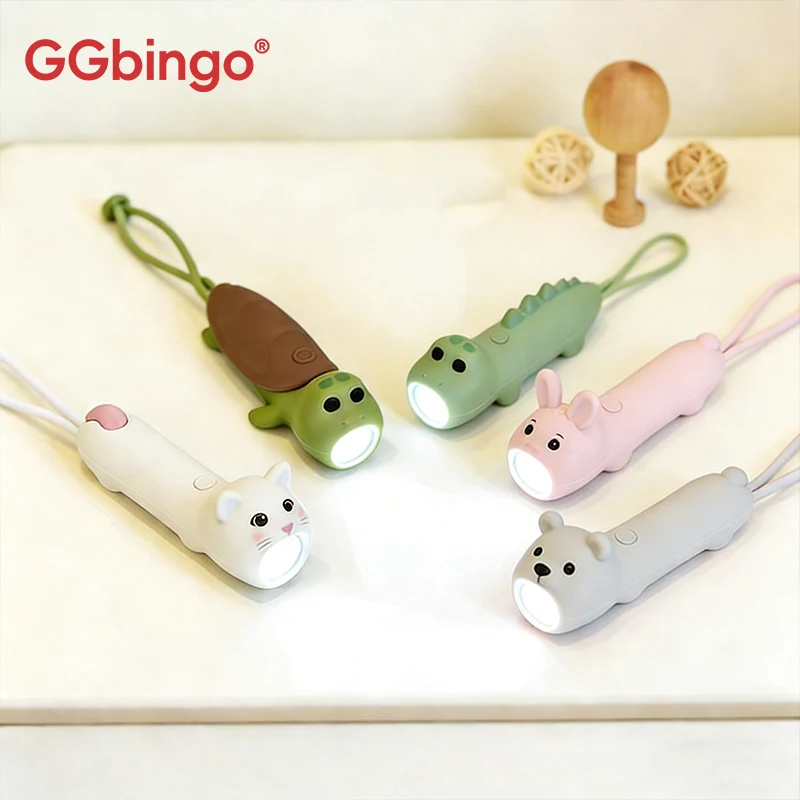 Weiche Silikon-LED-Taschenlampe, USB-aufladbar, Bär-Hase-Design, tragbar, für den Außenbereich, Haushalt, Gute-Nacht-Geschichten, Taschenlampe für Kinder
