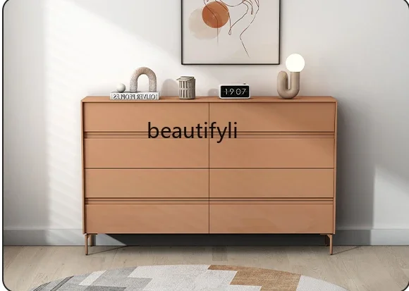 

Light Luxury Modern Bedroom Tailstock Storage Chest of Drawers Room Solid Wood Ultra-Thin 30 Storage Cabinet Green