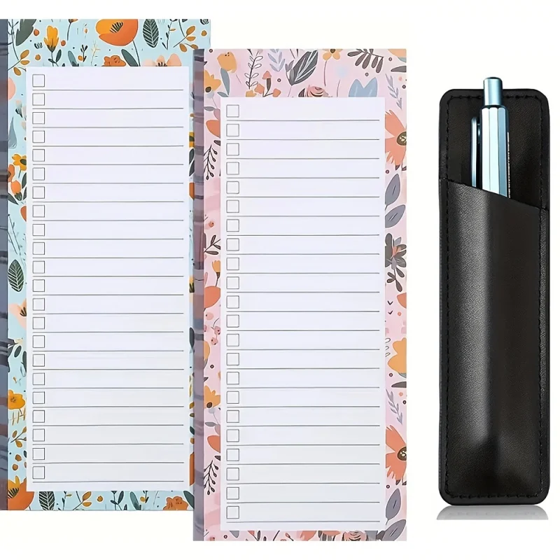 3 piezas, 2 almohadillas magnéticas para lista de compras y 1 portalápices magnético para nevera y planificación (lápiz no incluido)