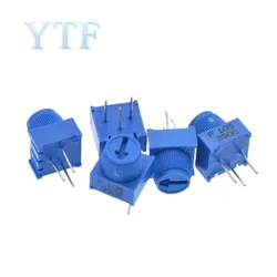 3386P-1-103 10K 1k 2k 5k 10k 20k... 0.5W, 1/2W PC Pins Through Hole Trimmer Potentiometer Cermet 1 Turn Top Adjustment 5PCS/LOT