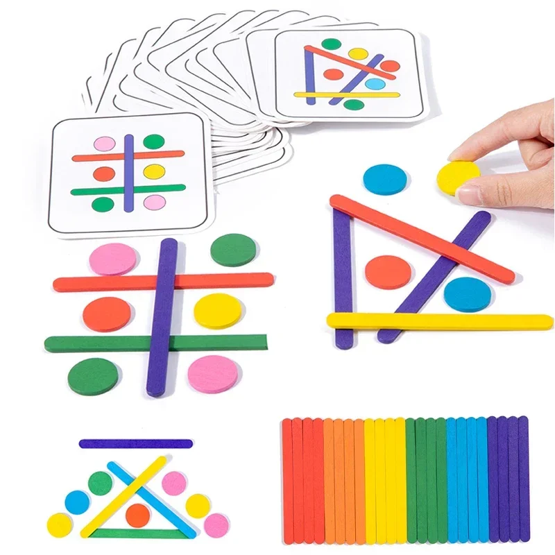 Kids Rainbow Stick Puzzle Montessori Toys Color Sensory Logical Thinking Matching Games Children Early Educational Wooden Toys