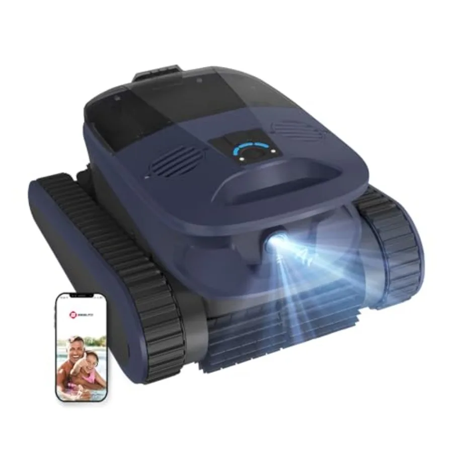 

Robotic Pool Cleaner for Inground Pools with AI Sonar Navigation 4 Brushes Motors Waterline Only Mode 180-Min Runtime Cleans up