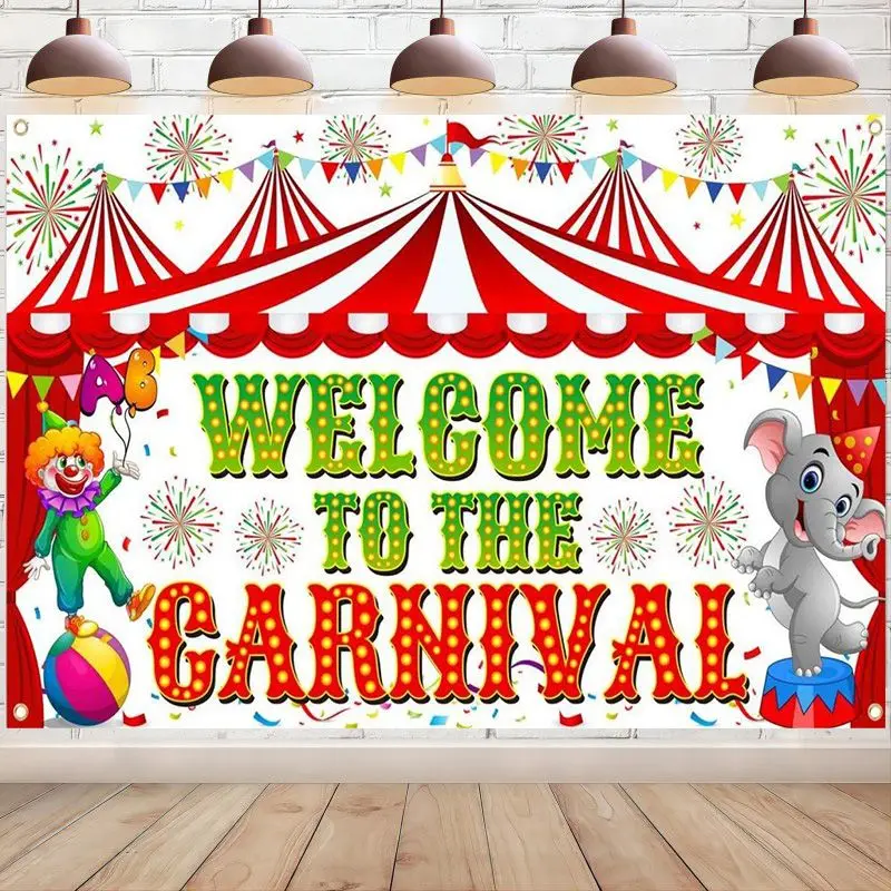 

Welcome to The Carnival Backdrop Banner Carnival Circus Background for Photography Party Decoration Photo Booth Studio Props