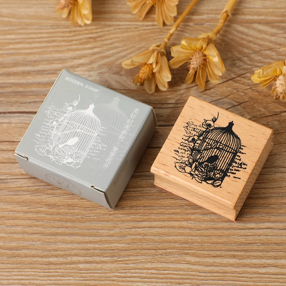المحمولة خشبية + المطاط الديكور خشبية غير سامة DIY المطاط Stamps مربع DIY بها بنفسك لوازم الحرفية طالب