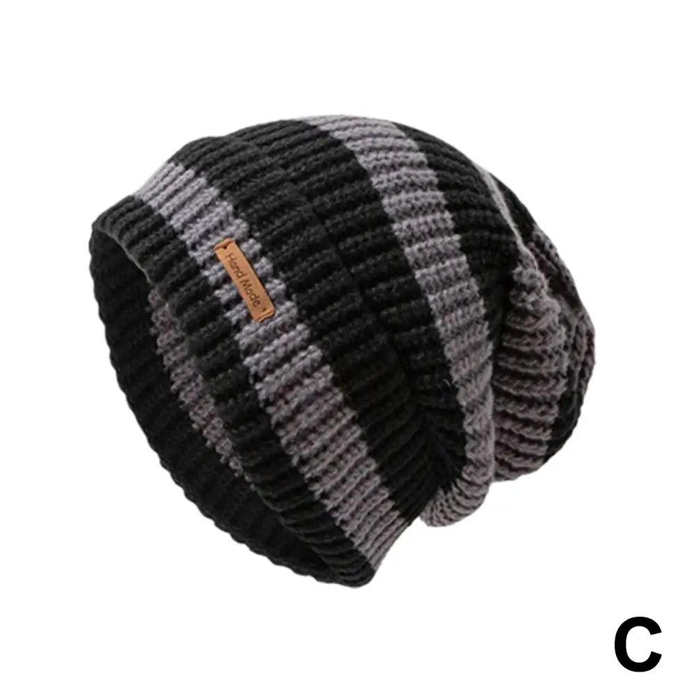 Bonnet unisexe à rayures empilables pour hommes et femmes, chapeaux chauds, casquettes décontractées, bonnets féminins, Hip Hop, hiver, nouveau, 2025, F8S0