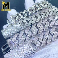 20mm Iced Out Cuban Chain Necklaces For Men Women 4 Rows Brass Bling Zircon Goth Hip Hop Jewelry Free Shipping