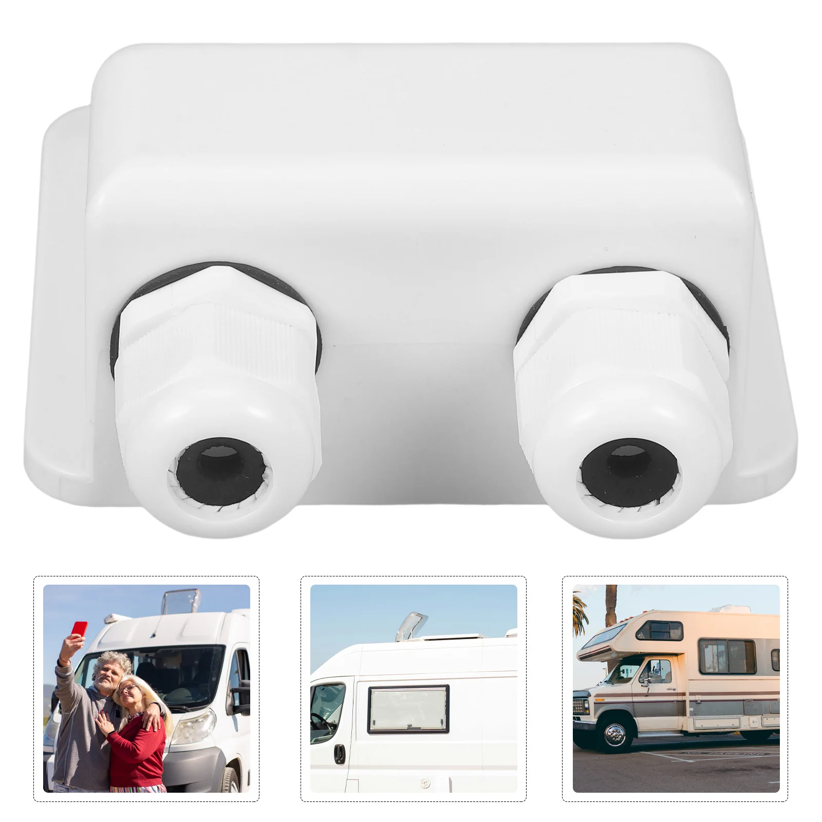 

Solar Cable Entry Gland Dual Hole Solar Panel Wiring Entry Gland ABS Durable Waterproof Roof Wire Connector Box Rv Parts