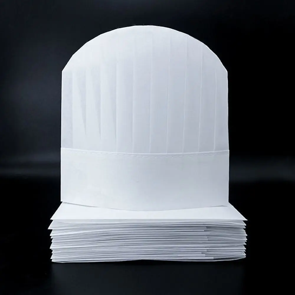 20PCS High Quality Disposable Chef Hats Non-Woven Thicken Chef Cap Adjustable White Cooking Accessories Baking