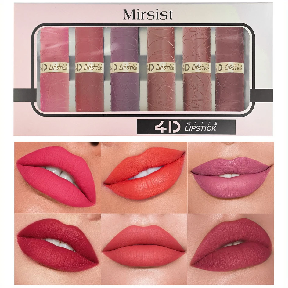 Nowy Mat |   6 szt. Szminka] Długotrwała, nowoczesna kolekcja błyszczyków w odcieniach brązowo-czerwonych, 12-kolorowy zestaw matowych szminek w odcieniach nude typu bean paste