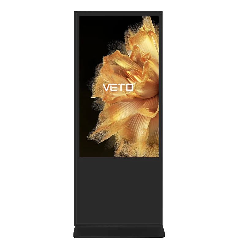 VETO LCD 32-86 بوصة لافتات رقمية واقفة على الأرض ومشغل فيديو 4K إعلان Android Wifi توتيم داخلي تفاعلي