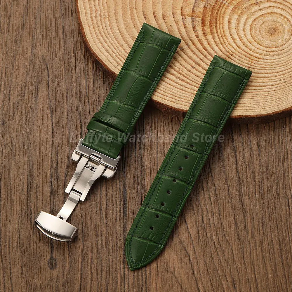 Damen Herren Uhrenarmband mit Bambusmuster, Schmetterlingsverschluss, 18 mm, 20 mm, 22 mm, PU-Leder, Ersatzarmband für modische Armbanduhren