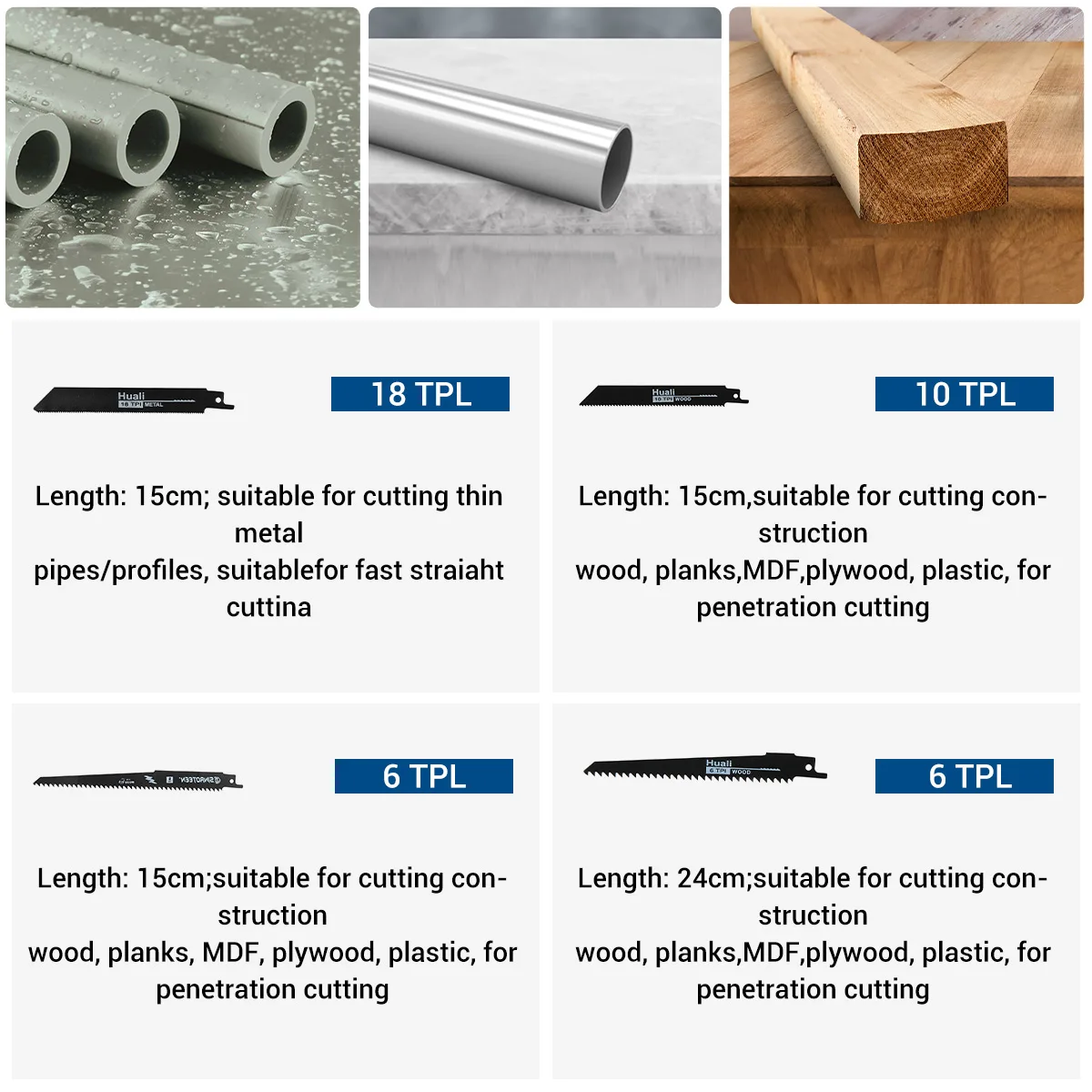 Drillpro-hojas de sierra recíproca para madera y Metal, sierra eléctrica inalámbrica sin escobillas, corte de tubería de PVC para batería Makita de 18v, 10mm